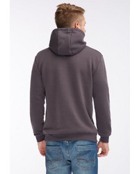 dunkelgrauer bedruckter Pullover mit einem Kapuze von SOULSTAR