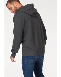 dunkelgrauer bedruckter Pullover mit einem Kapuze von Superdry