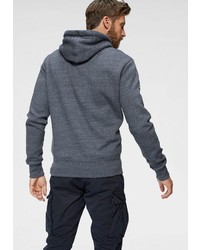 dunkelgrauer bedruckter Pullover mit einem Kapuze von Superdry