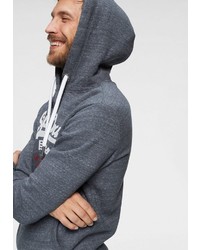 dunkelgrauer bedruckter Pullover mit einem Kapuze von Superdry