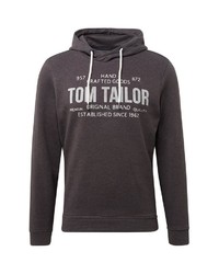 dunkelgrauer bedruckter Pullover mit einem Kapuze von Tom Tailor