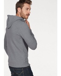 dunkelgrauer bedruckter Pullover mit einem Kapuze von Tom Tailor Denim