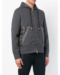 dunkelgrauer bedruckter Pullover mit einem Kapuze von Moncler