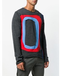 dunkelgrauer bedruckter Pullover mit einem Rundhalsausschnitt von Comme Des Garcons SHIRT