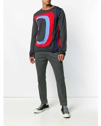 dunkelgrauer bedruckter Pullover mit einem Rundhalsausschnitt von Comme Des Garcons SHIRT