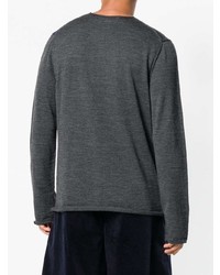 dunkelgrauer bedruckter Pullover mit einem Rundhalsausschnitt von Comme Des Garcons SHIRT