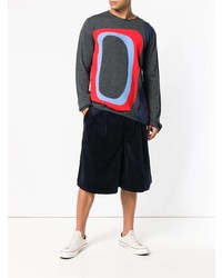 dunkelgrauer bedruckter Pullover mit einem Rundhalsausschnitt von Comme Des Garcons SHIRT