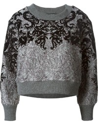 dunkelgrauer bedruckter Pullover mit einem Rundhalsausschnitt von Dolce & Gabbana