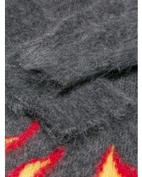 dunkelgrauer bedruckter Pullover mit einem Rundhalsausschnitt von Prada