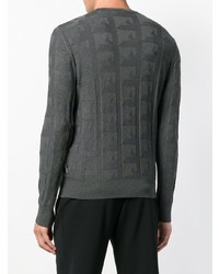 dunkelgrauer bedruckter Pullover mit einem Rundhalsausschnitt von Emporio Armani