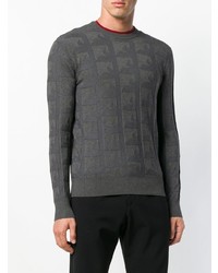 dunkelgrauer bedruckter Pullover mit einem Rundhalsausschnitt von Emporio Armani