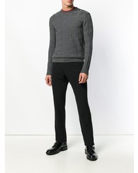 dunkelgrauer bedruckter Pullover mit einem Rundhalsausschnitt von Emporio Armani