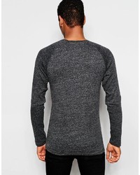 dunkelgrauer bedruckter Pullover mit einem Rundhalsausschnitt von Esprit