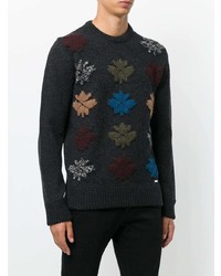 dunkelgrauer bedruckter Pullover mit einem Rundhalsausschnitt von DSQUARED2