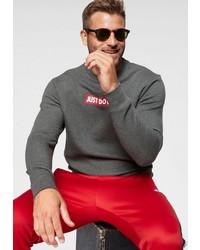 dunkelgrauer bedruckter Pullover mit einem Rundhalsausschnitt von Nike Sportswear