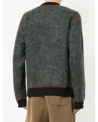 dunkelgrauer bedruckter Pullover mit einem Rundhalsausschnitt von Kolor