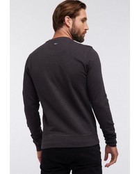 dunkelgrauer bedruckter Pullover mit einem Rundhalsausschnitt von Petrol Industries