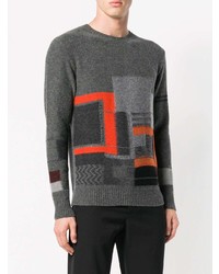 dunkelgrauer bedruckter Pullover mit einem Rundhalsausschnitt von Etro