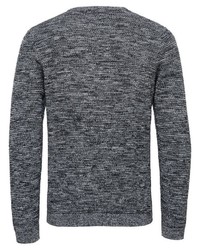 dunkelgrauer bedruckter Pullover mit einem Rundhalsausschnitt von Selected Homme