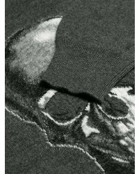 dunkelgrauer bedruckter Pullover mit einem Rundhalsausschnitt von Alexander McQueen
