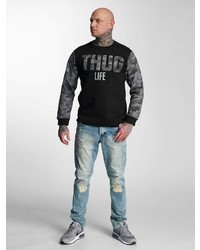 dunkelgrauer bedruckter Pullover mit einem Rundhalsausschnitt von Thug Life