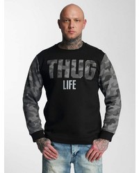 dunkelgrauer bedruckter Pullover mit einem Rundhalsausschnitt von Thug Life