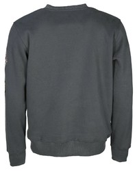 dunkelgrauer bedruckter Pullover mit einem Rundhalsausschnitt von TOP GUN