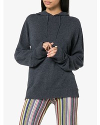 dunkelgrauer bedruckter Pullover mit einer Kapuze von Onia