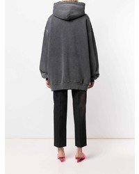dunkelgrauer bedruckter Pullover mit einer Kapuze von Balenciaga