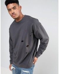 dunkelgrauer bedruckter Pullover von Asos