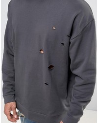 dunkelgrauer bedruckter Pullover von Asos