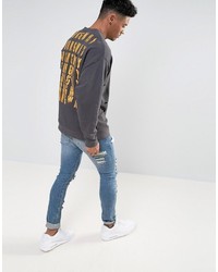 dunkelgrauer bedruckter Pullover von Asos