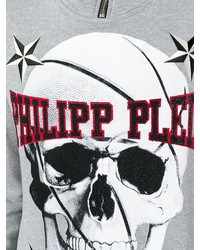 dunkelgrauer bedruckter Pullover von Philipp Plein