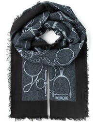 dunkelgrauer bedruckter Schal von Gucci