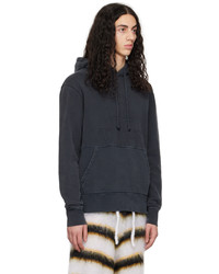 dunkelgrauer bestickter Pullover mit einem Kapuze von JW Anderson