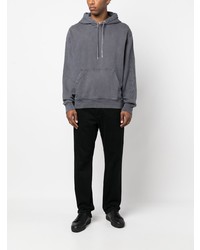 dunkelgrauer bestickter Pullover mit einem Kapuze von Calvin Klein Jeans