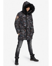 dunkelgrauer Camouflage Parka von khujo