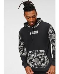 dunkelgrauer Camouflage Pullover mit einem Kapuze von Puma