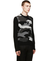 dunkelgrauer Camouflage Pullover mit einem Rundhalsausschnitt von Moncler