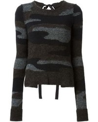 dunkelgrauer Camouflage Pullover mit einem Rundhalsausschnitt von Etoile Isabel Marant