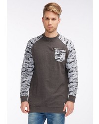 dunkelgrauer Camouflage Pullover mit einem Rundhalsausschnitt von Tuffskull