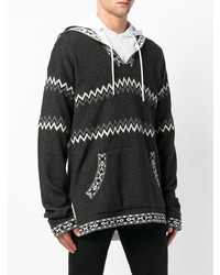 dunkelgrauer Pullover mit einem Kapuze mit Chevron-Muster von Diesel Black Gold