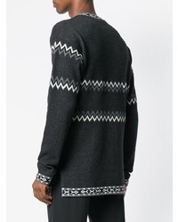 dunkelgrauer Pullover mit einem Rundhalsausschnitt mit Chevron-Muster von Diesel Black Gold