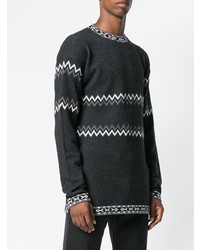 dunkelgrauer Pullover mit einem Rundhalsausschnitt mit Chevron-Muster von Diesel Black Gold