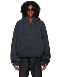 dunkelgrauer Fleece-Pullover mit einem Kapuze von Entire studios