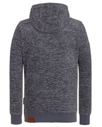 dunkelgrauer Fleece-Pullover mit einem Kapuze von Naketano