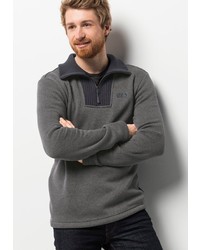 dunkelgrauer Fleece-Pullover mit einem Reißverschluss am Kragen von Jack Wolfskin