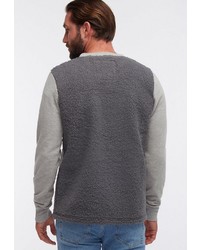 dunkelgrauer Fleece-Pullover mit einem Rundhalsausschnitt von Dreimaster