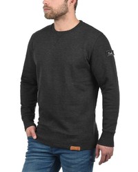 dunkelgrauer Fleece-Pullover mit einem Rundhalsausschnitt von Solid