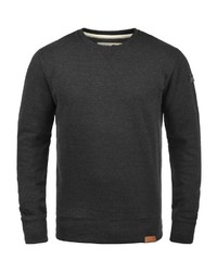dunkelgrauer Fleece-Pullover mit einem Rundhalsausschnitt von Solid